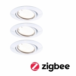 Paulmann LED beépíthető spot Smart Home Zigbee Base Coin alapcsomag forgatható D90mm kör 3x4,9W 230V szabályozható 3000K fehér