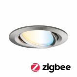 Paulmann LED Smart Home Zigbee Nova Plus Coin mennyezetbe épített forgatható okos spot lámpa bővítő kör IP23 230V dimmelhető TW LED modul 2700-6500K 3x6W szálcsiszolt acél
