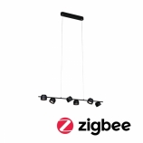 Paulmann LED Smart Home Zigbee Puric Pane okos függőlámpa 2700K 6x6W fekete