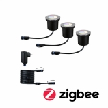 Paulmann Plug&Shine Smart Home Zigbee talajba építhető okos LED lámpa alapszett 230V/24V IP65 RGBW+ (RGB + 3000-6500K) 3x3,6W ezüst