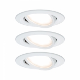 Paulmann LED Nova mennyezetbe süllyeszthető lámpa forgatható szett kör IP23 3-fokozatban normál kapcsolóval szabályozható LED modul 2700K 3x6,5W matt fehér