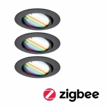 Paulmann LED beépíthető spot Smart Home Zigbee Base Coin alapcsomag forgatható D90mm kör 3x4,9W 230V szabályozható RGBW+ smatt fekete