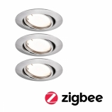 Paulmann LED beépíthető spot Smart Home Zigbee Base Coin alapcsomag forgatható D90mm kör 3x4,9W 230V szabályozható 3000K szálcsiszolt acél