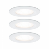 Paulmann LED Nova mennyezetbe süllyeszthető lámpa fix szett kör IP44 3-fokozatban normál kapcsolóval szabályozható LED GU10 LED 2700K 3x6,5W matt fehér