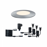 Paulmann Plug&Shine Floor Mini padlóba süllyesztett kültéri lámpatest szett (trafóval) beépített szabályozható LED világítással 24V IP65 3000K 3x2,5W rozsdamentes acél 95°