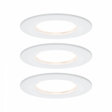Paulmann LED Nova mennyezetbe süllyeszthető lámpa fix szett kör IP44 3-fokozatban normál kapcsolóval szabályozható LED modul 2700K 3x6,5W matt fehér