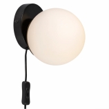 Nordlux Lilly fali design lámpa fém/üveg izzó nélkül E14 foglalat fekete