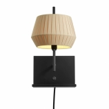 Nordlux Dicte fali lámpa polccal textil lámpabúra USB-port E14 foglalat max. 40W fekete/bézs