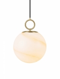 Halo Design Stockholm függesztett üveg gömblámpa D25 E27 opál/márvány barna/öregített sárgaréz