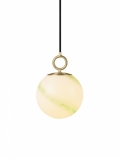 Halo Design Stockholm függesztett üveg gömblámpa D18 E27 opál/márvány zöld/öregített sárgaréz